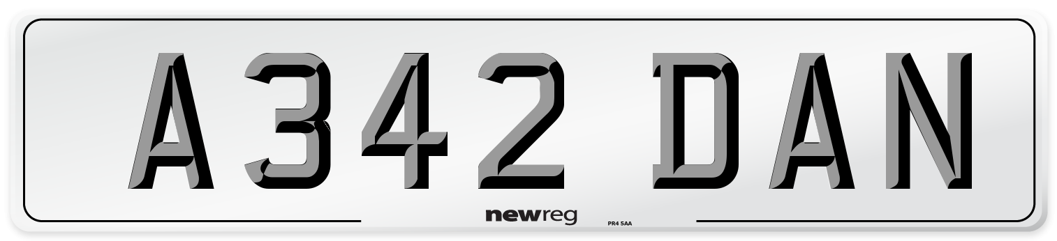 A342 DAN Number Plate from New Reg